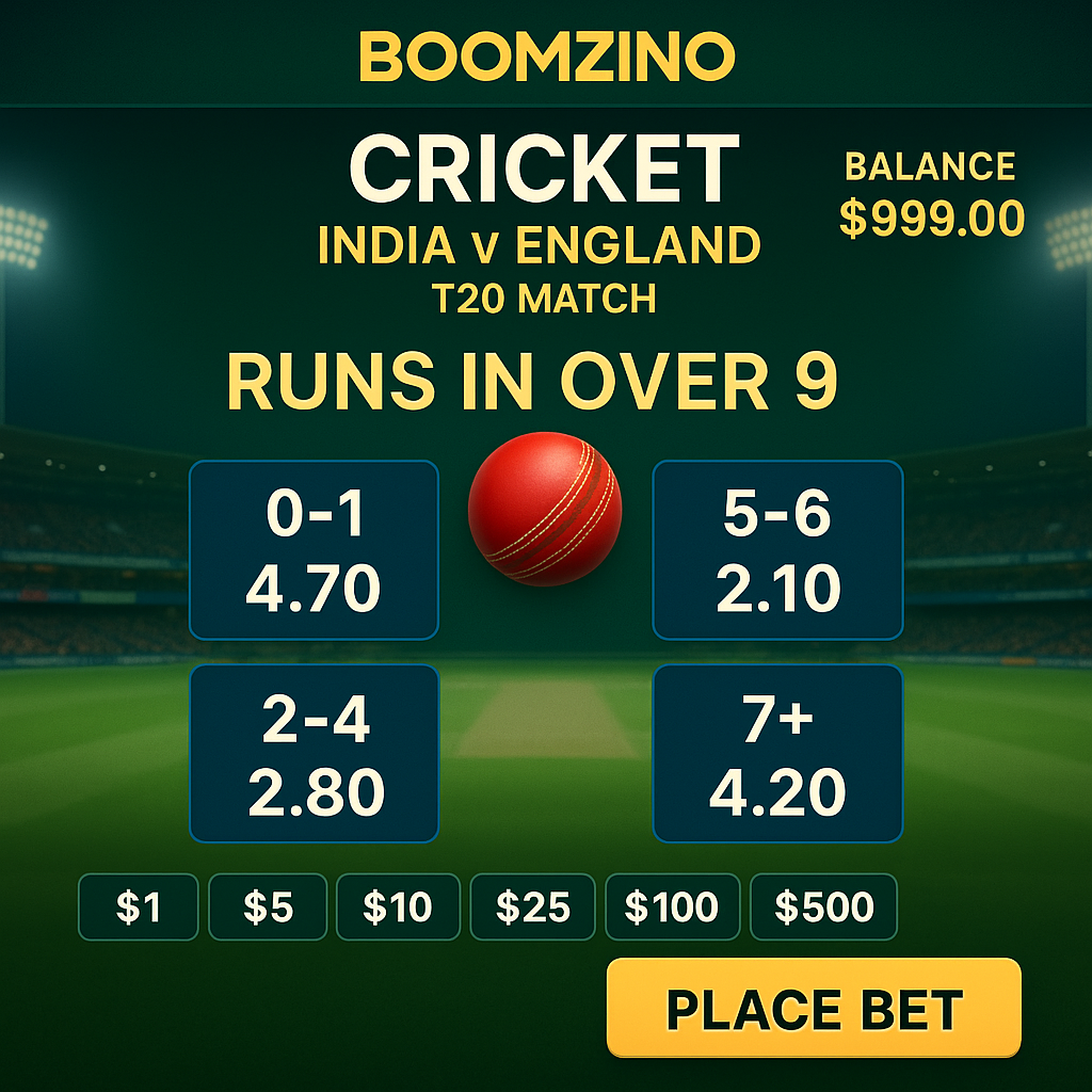 Boomzino - Cricket Betting - Test Match and T20 Sports Betting
